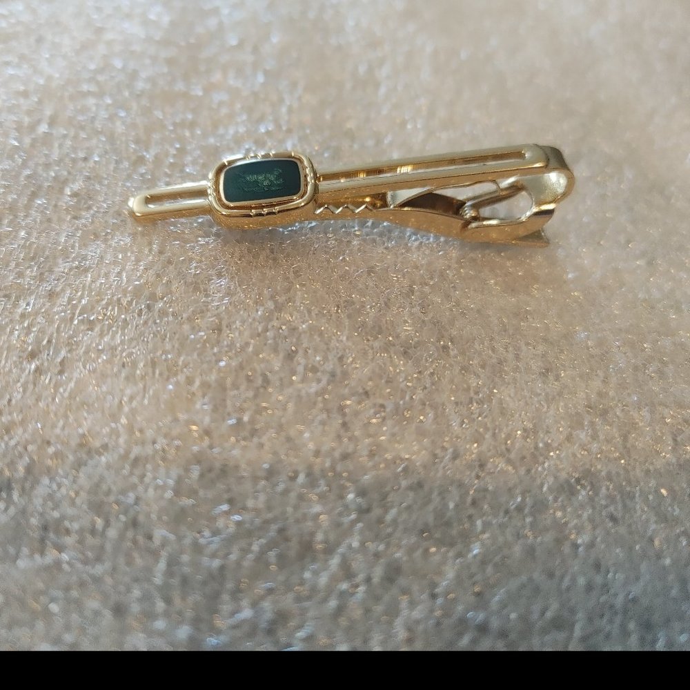 Burberry Tie Clip Gold Plated with Green Logo